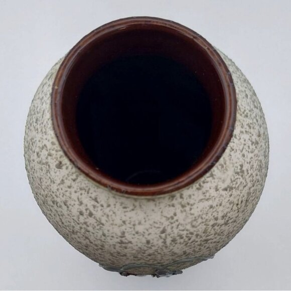 Vintage MCM Feather Art Pottery Vase Sand Textured Stylized Floral Modernist - Picture 7 of 7